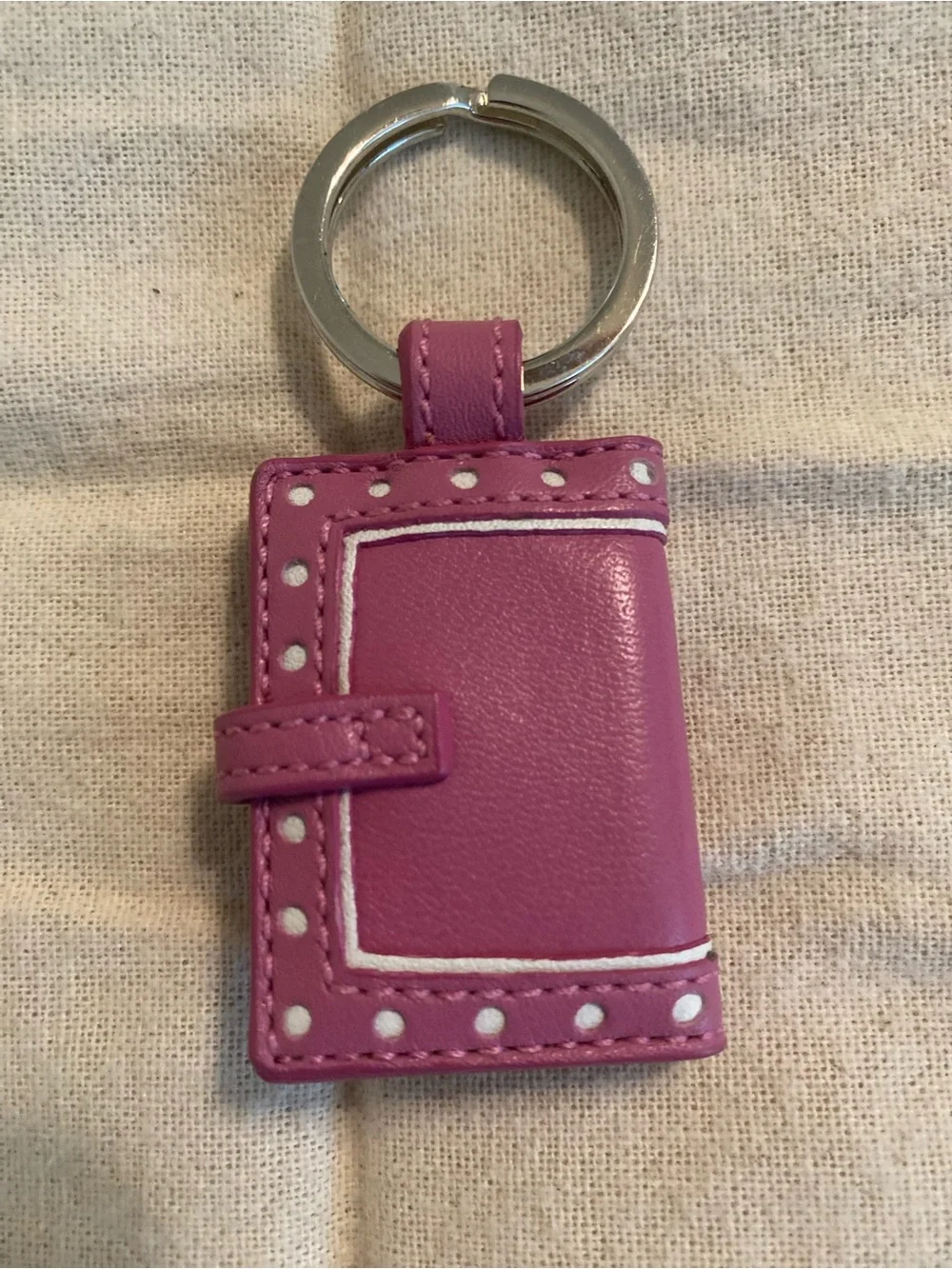 Coach Pink Leather Mini Photo Holder Keychain Bag Charm